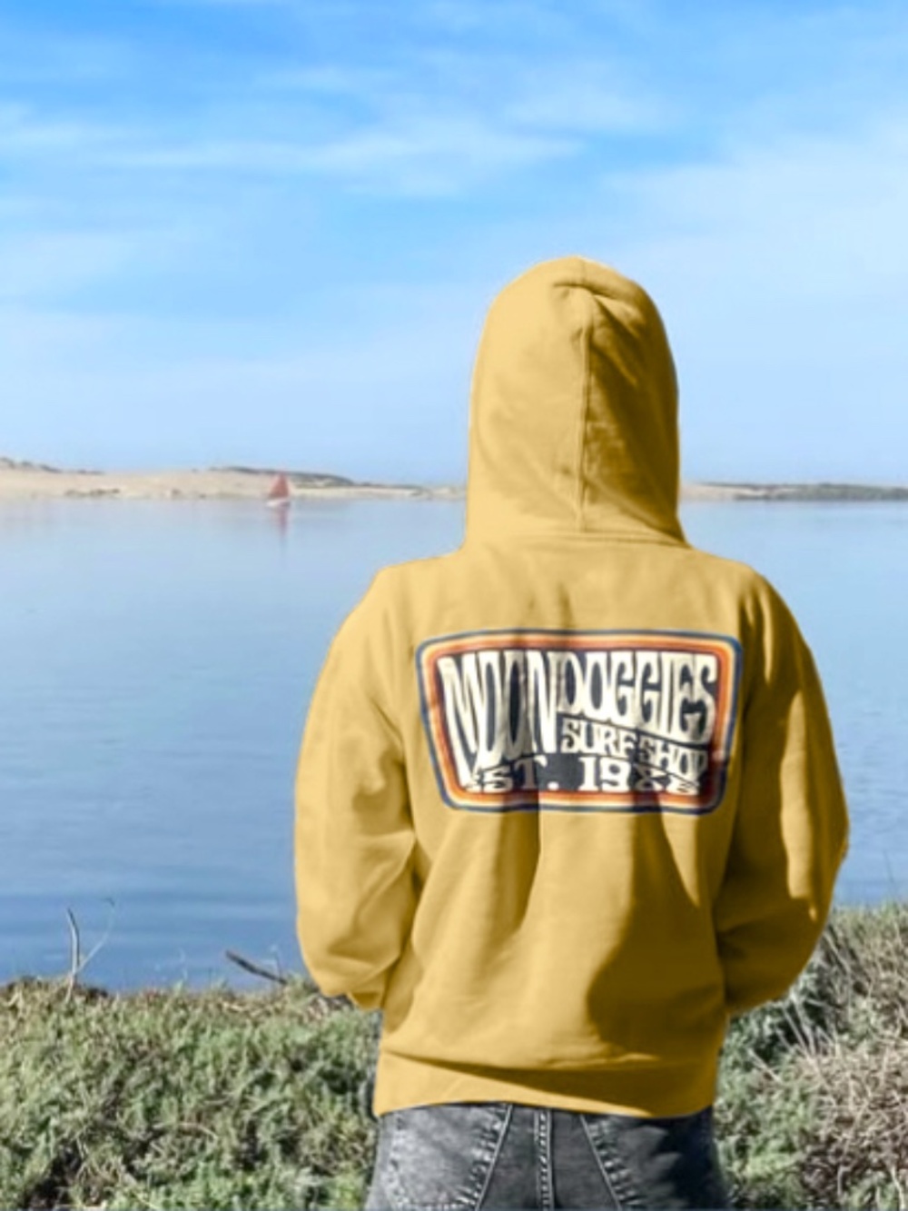 Moondoggies Beach Club - Groovy Box Yellow Hoodie Pullover Sweatshirt - XL
